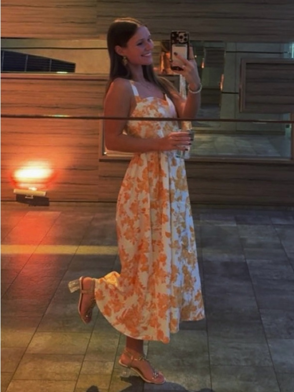 Floral Orange and White Sundress